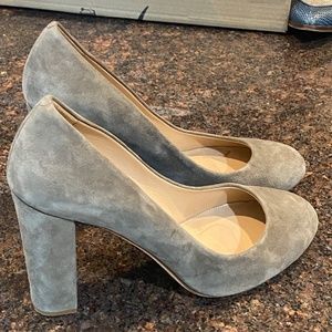 JCrew Gray Suede Heels 10 1/2